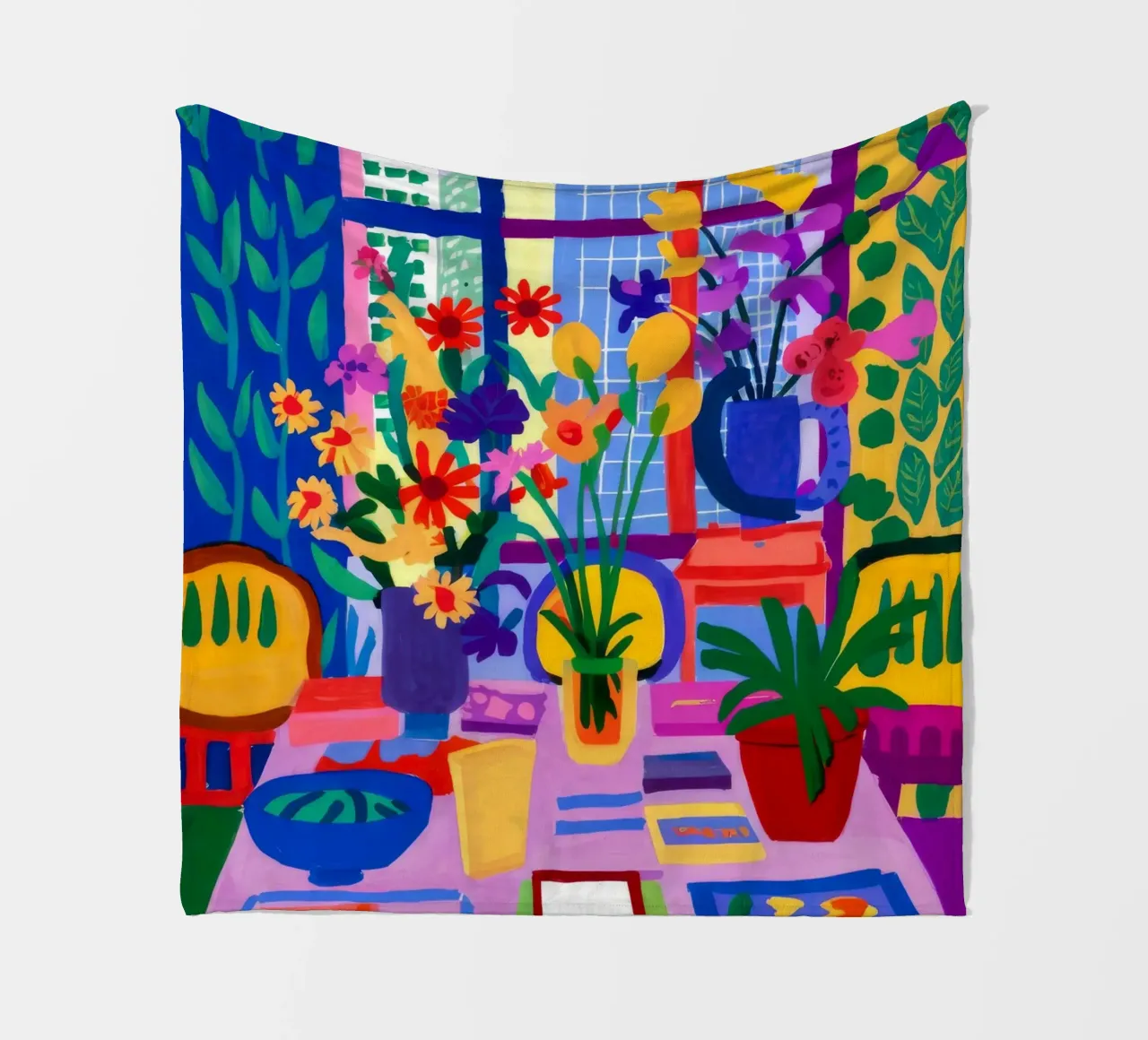 Urban Bloom Window fleece blanket by Lumi Eyes