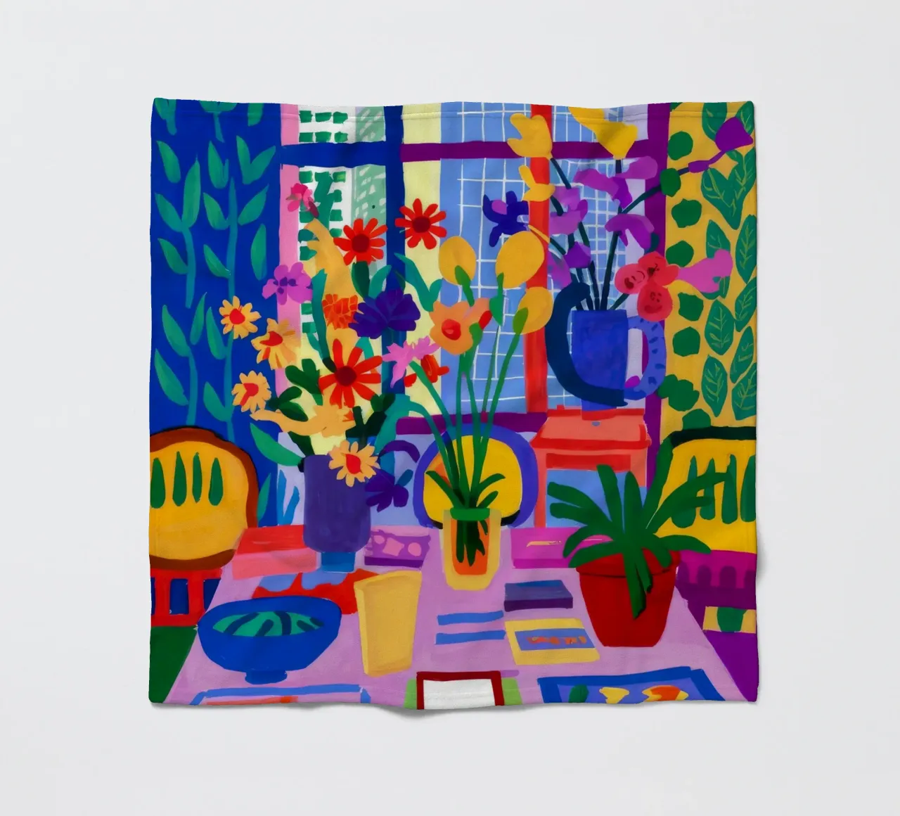 Urban Bloom Window fleece blanket by Lumi Eyes