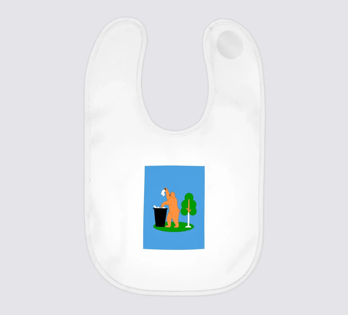 Bear Throws Trash baby bib by OUR SHOP