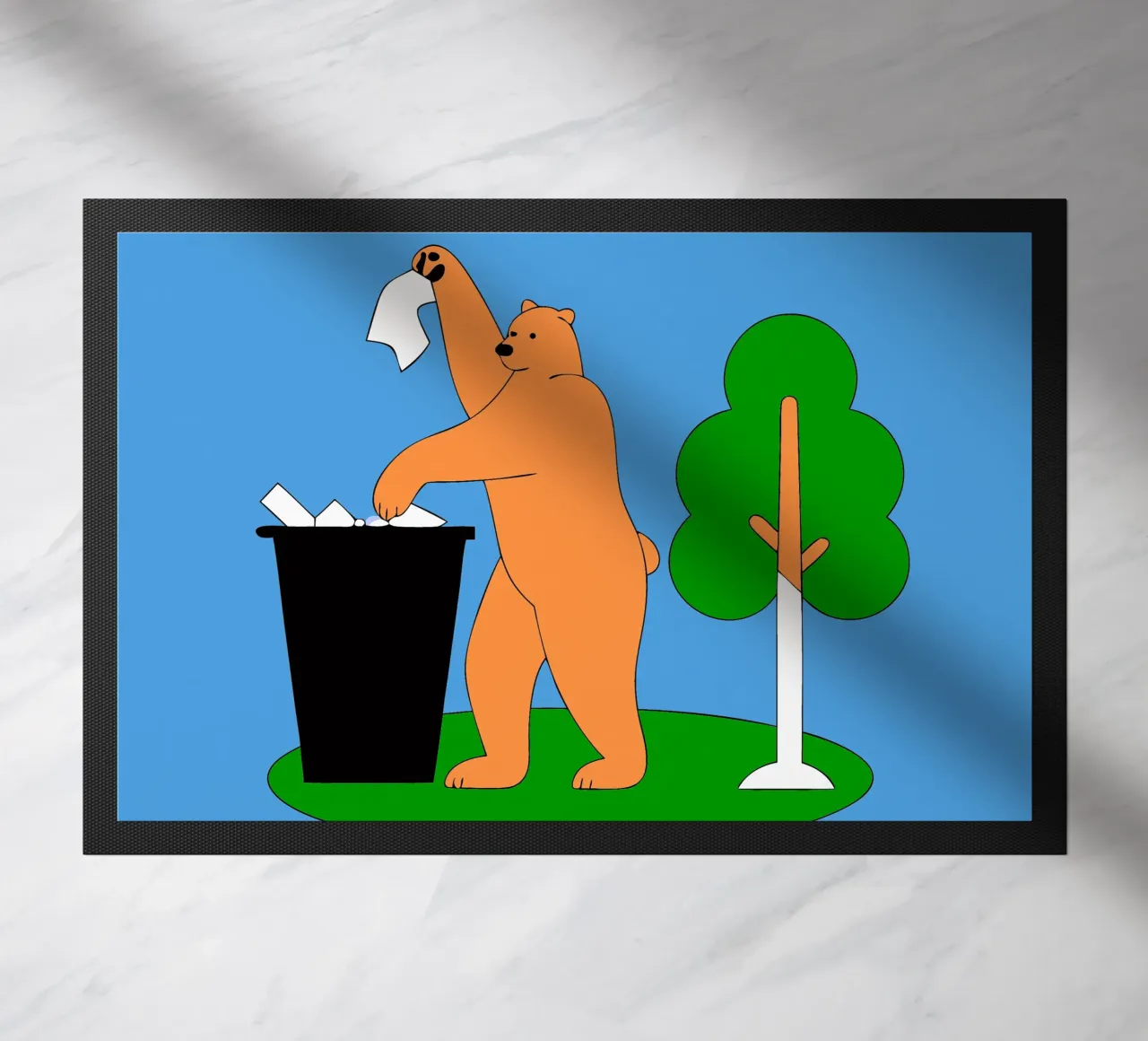 Bear Throws Trash doormat by OUR SHOP