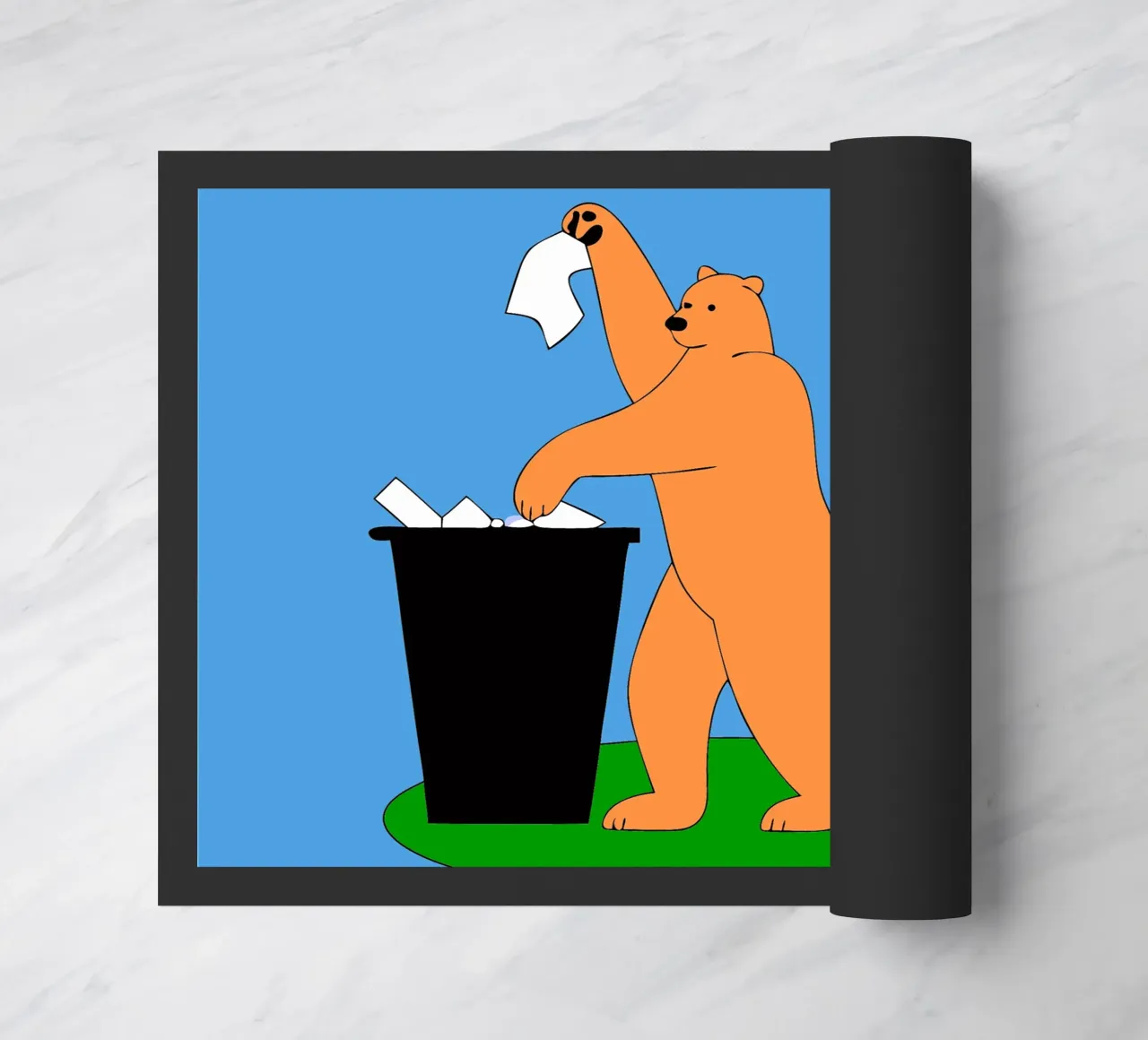 Bear Throws Trash doormat by OUR SHOP