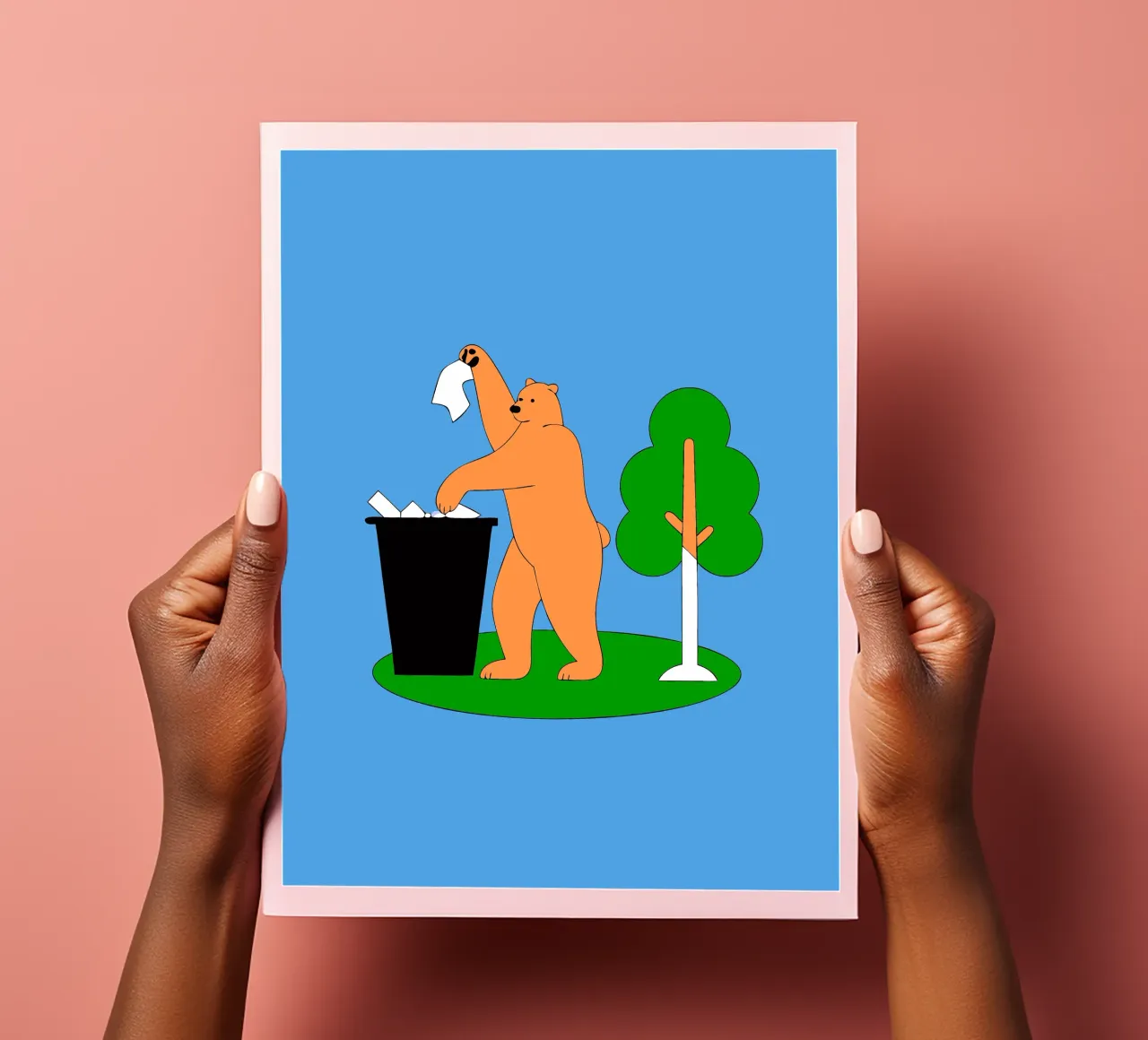 L'orso getta la spazzatura foglio adesivo da OUR SHOP