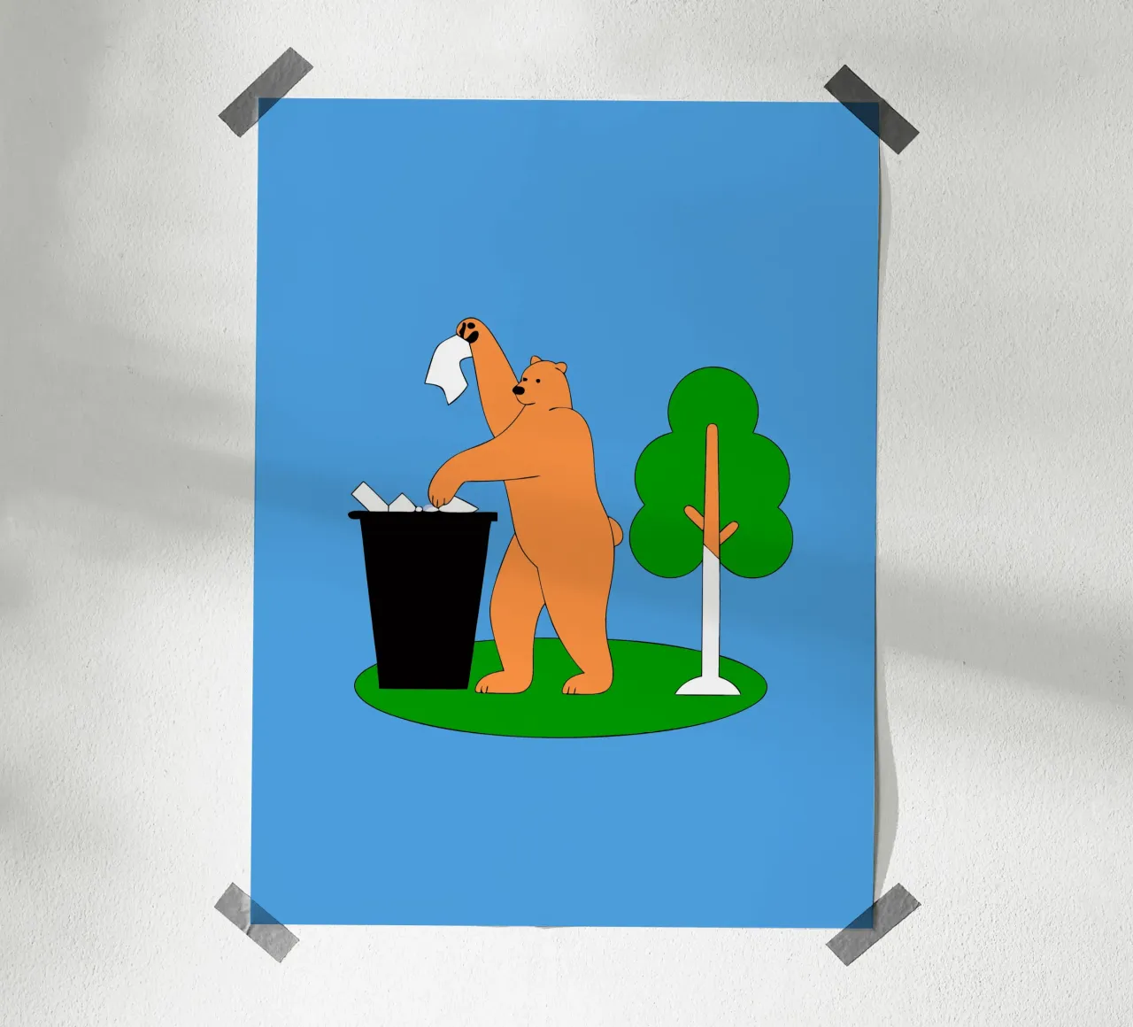 Bear Throws Trash poster by OUR SHOP
