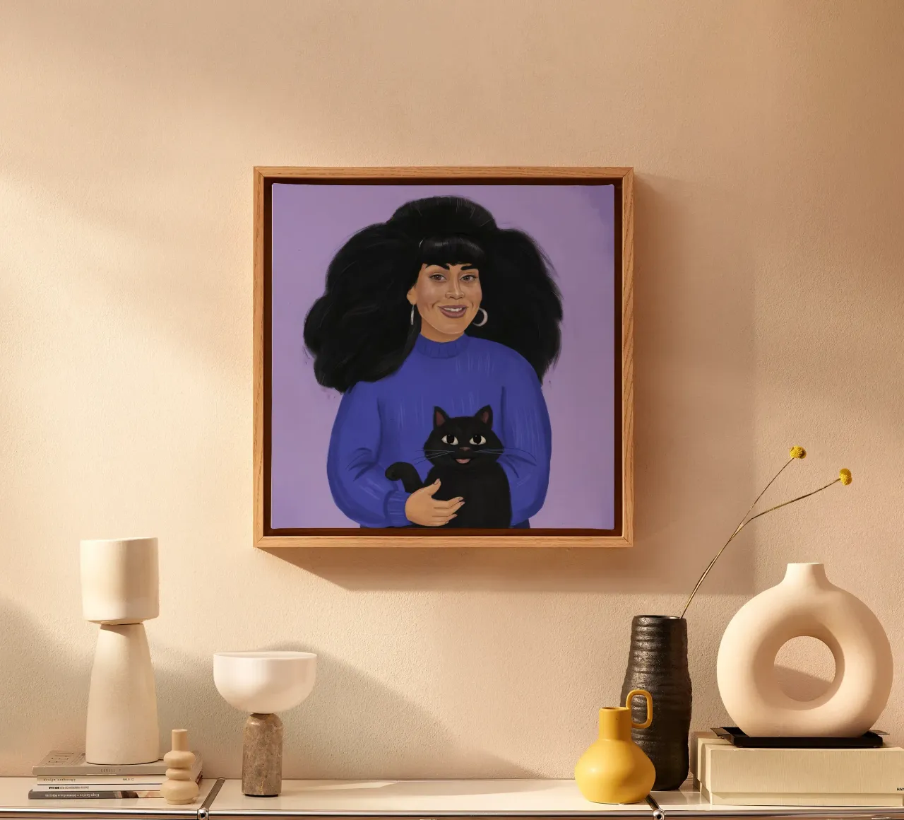 Midnight Curl Metgezel canvas van Lumi Eyes