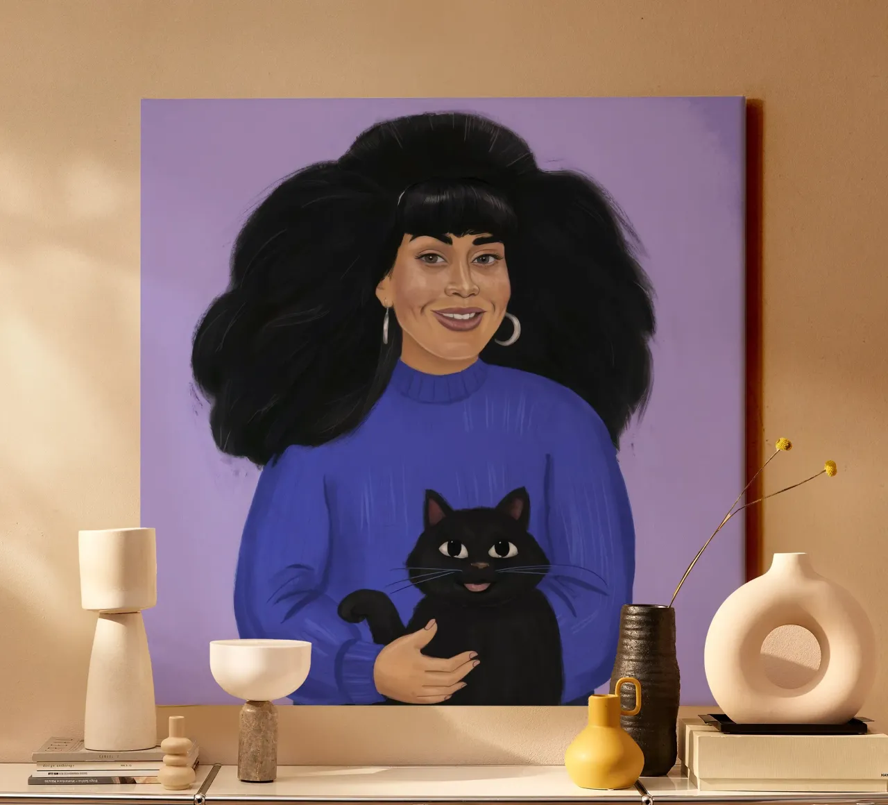 Midnight Curl Metgezel canvas van Lumi Eyes