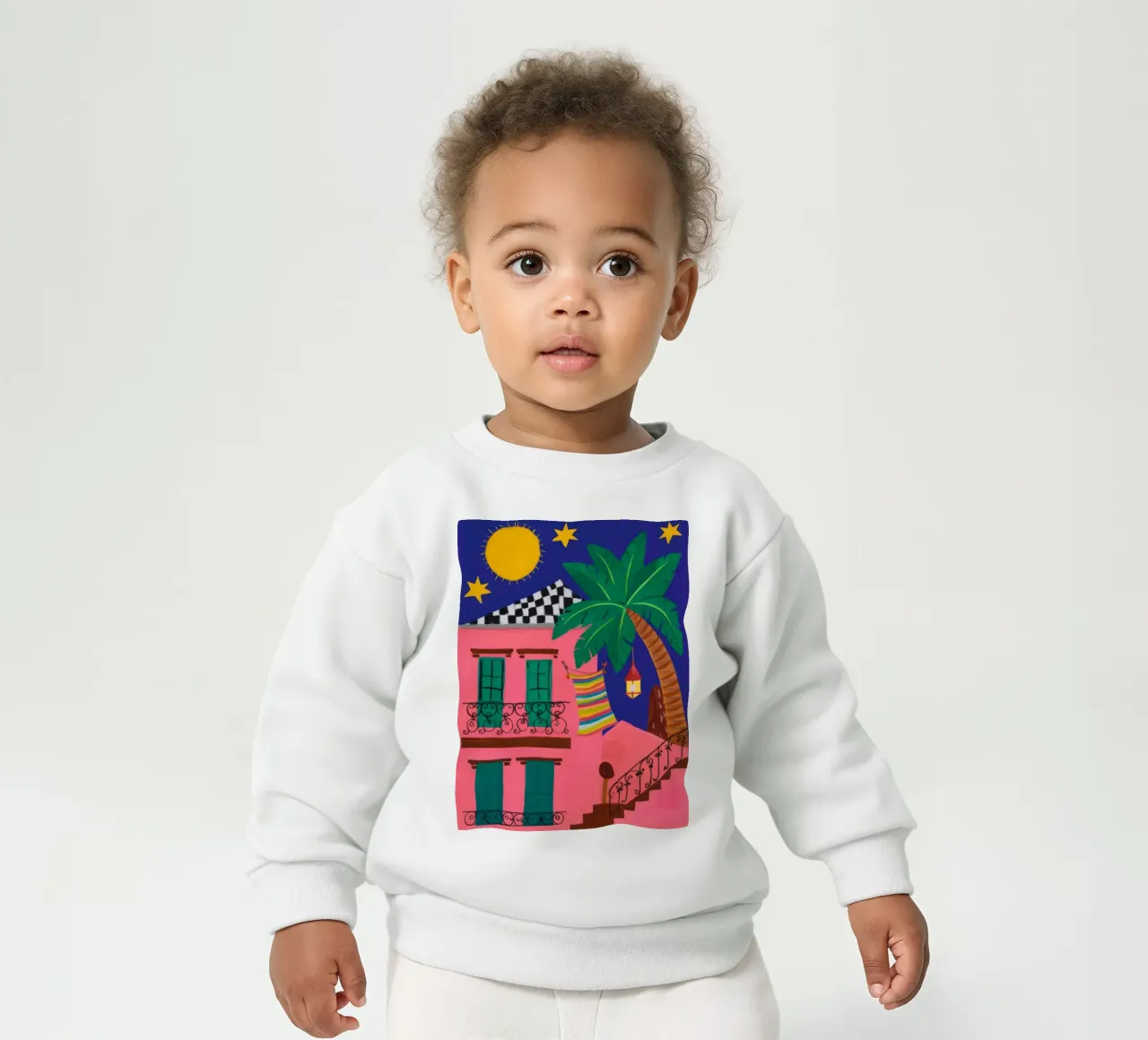 Starry Pink Stairway baby sweatshirt by Lumi Eyes