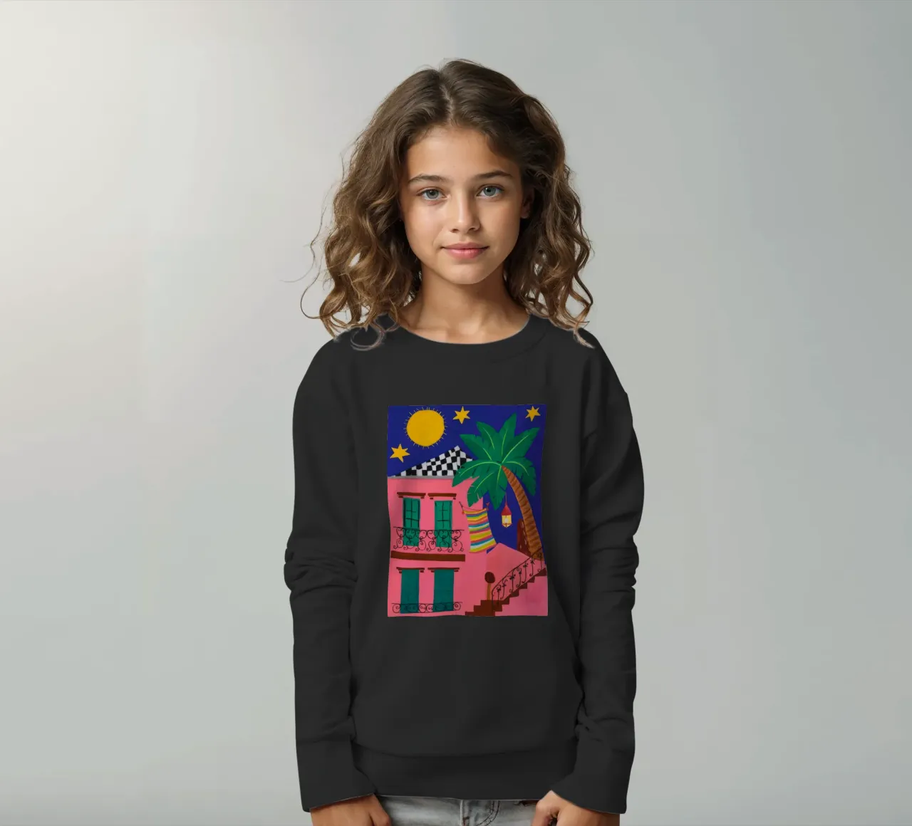 Scala rosa stellata felpa bambino da Lumi Eyes