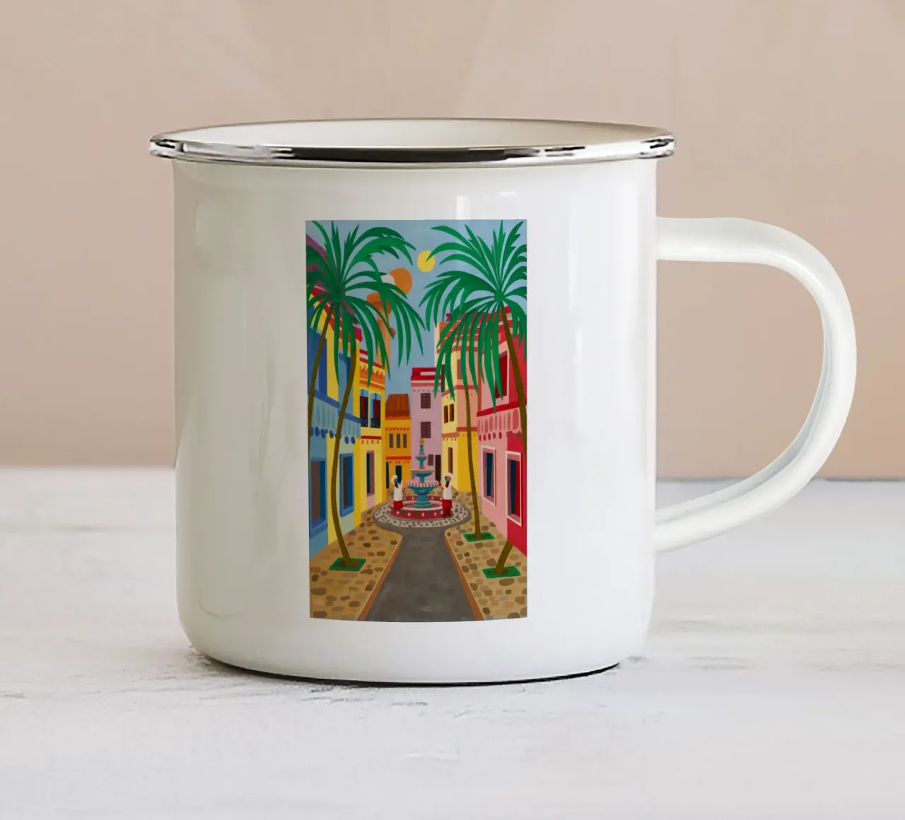 Fioritura del sentiero acciottolato tazza in smalto da Lumi Eyes