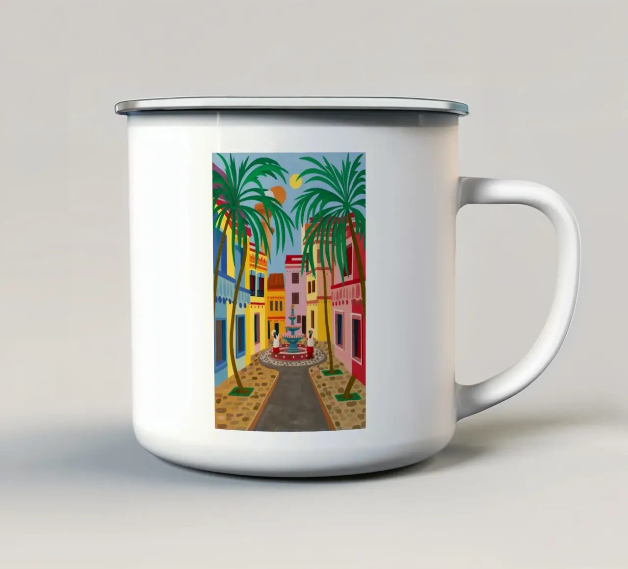 Fioritura del sentiero acciottolato tazza in smalto da Lumi Eyes