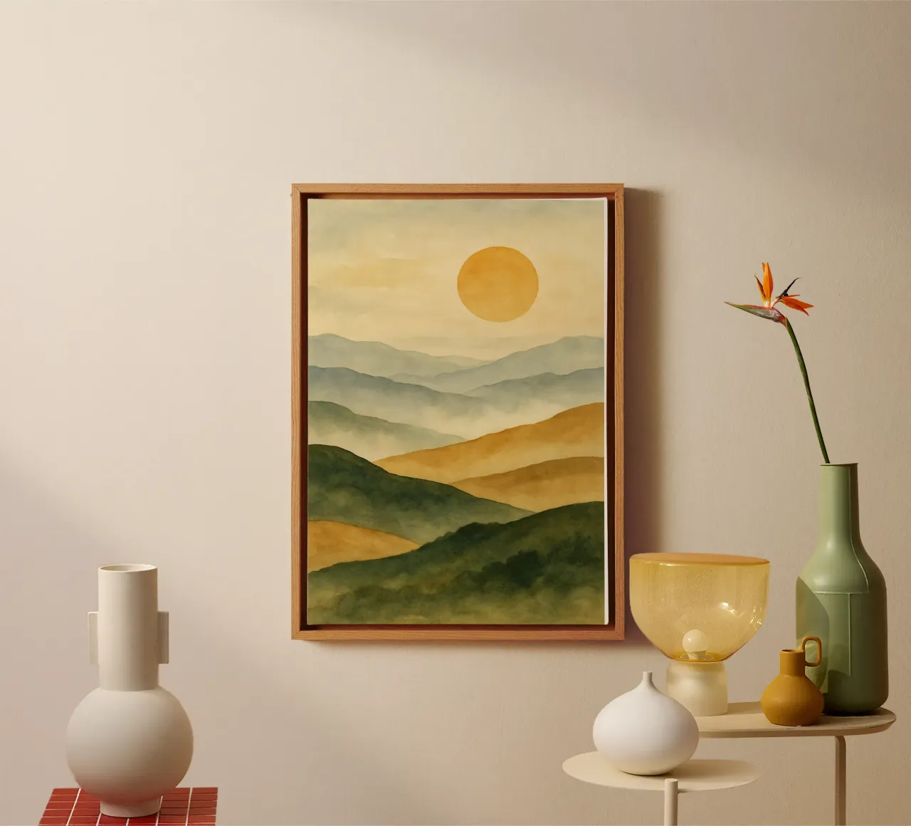 Veils of Evening Mist canvas met Baklijst van Mosaic Dialogue