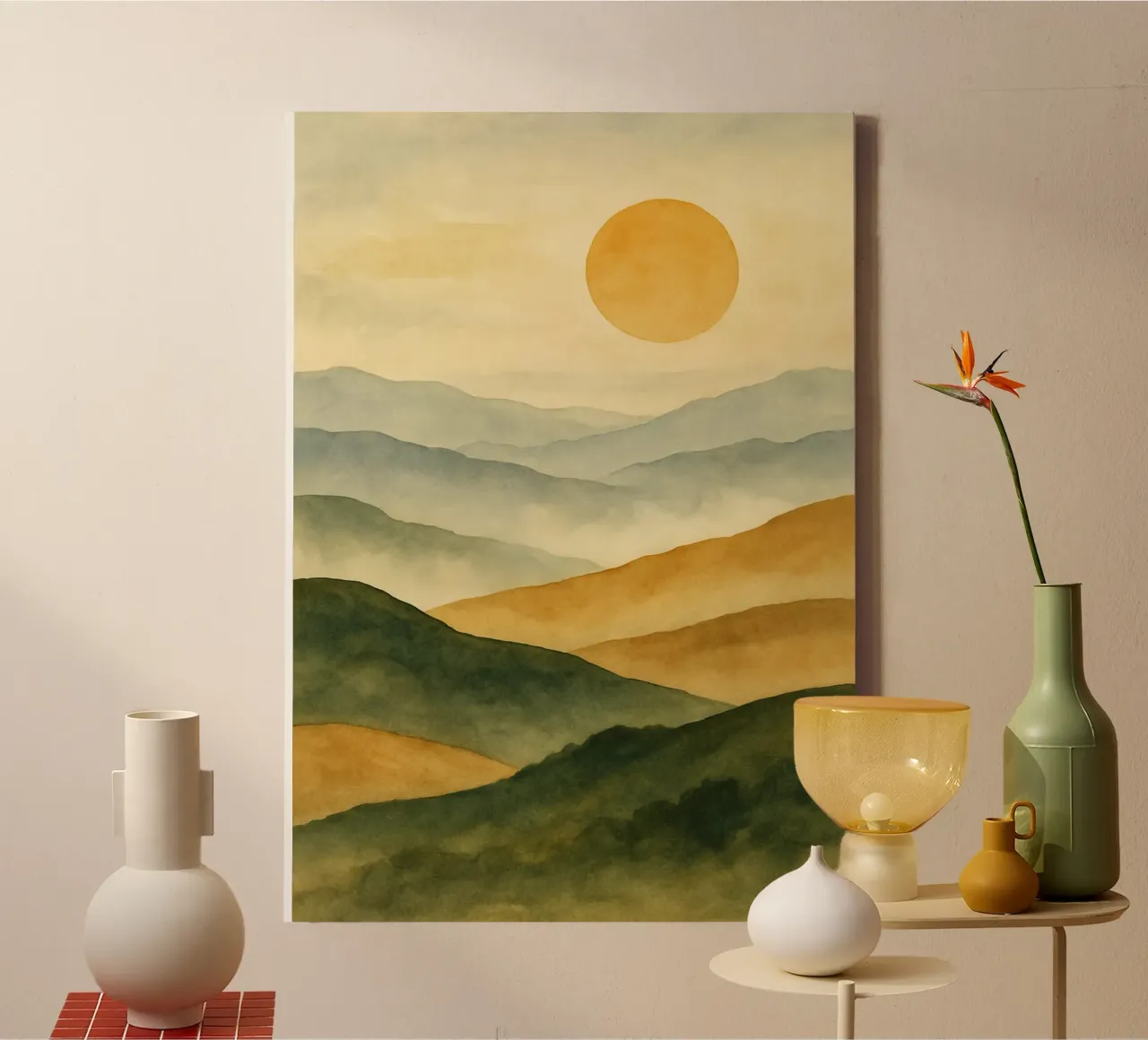 Veils of Evening Mist canvas met Baklijst van Mosaic Dialogue