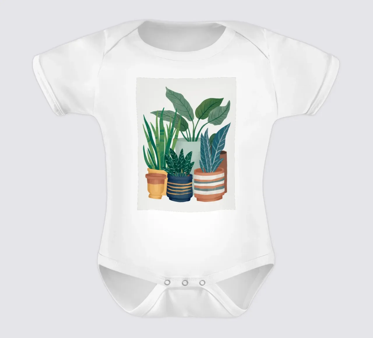 Potted Green Harmony short-sleeve baby romper by Lumi Eyes