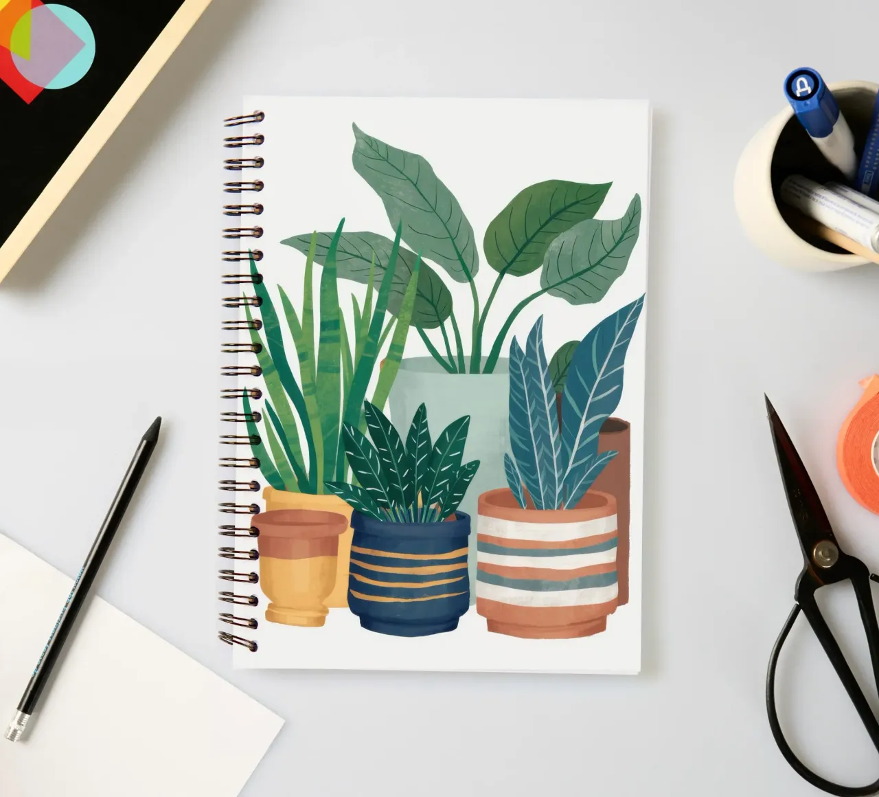 Potted Green Harmony spiral notebook by Lumi Eyes