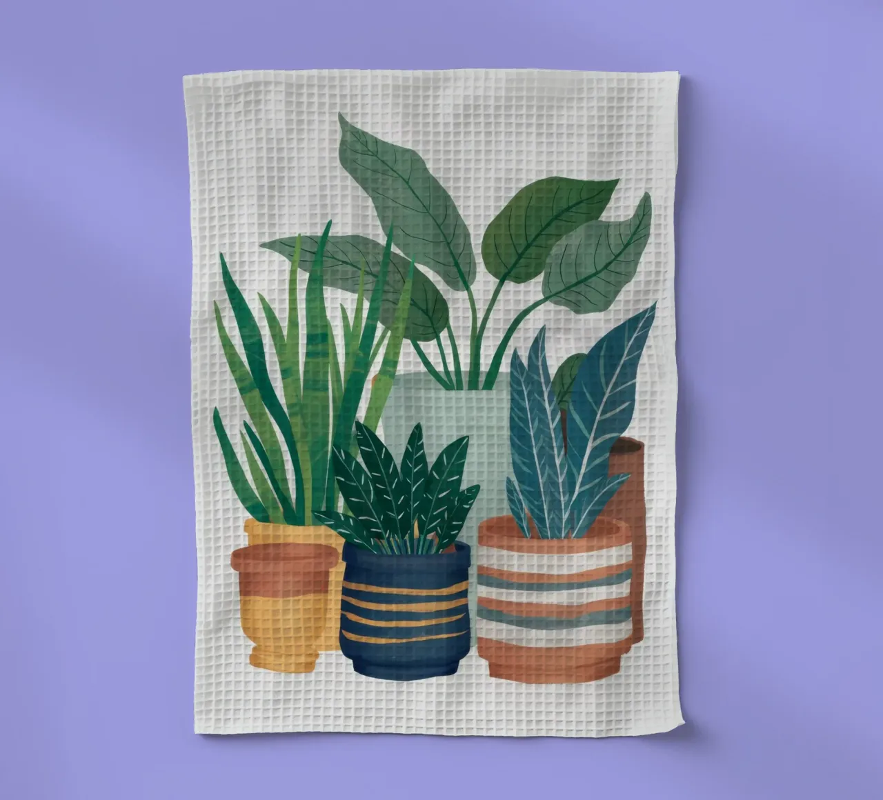 Potted Green Harmony tea towel by Lumi Eyes