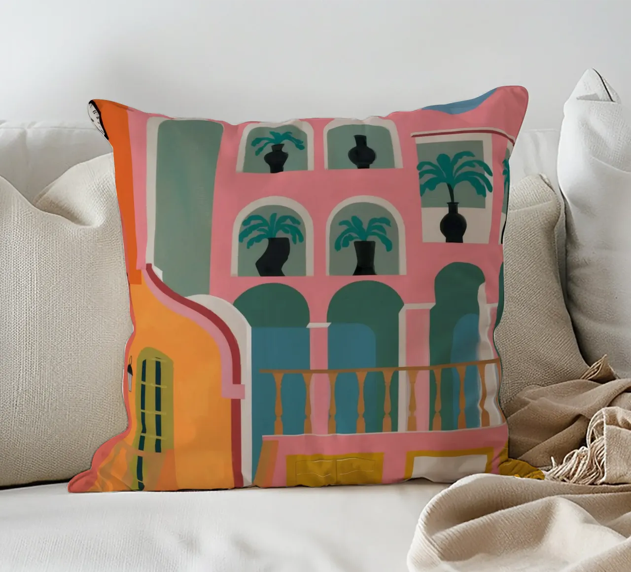 Carnival Facade Maze decorative cushion by Stone Patina