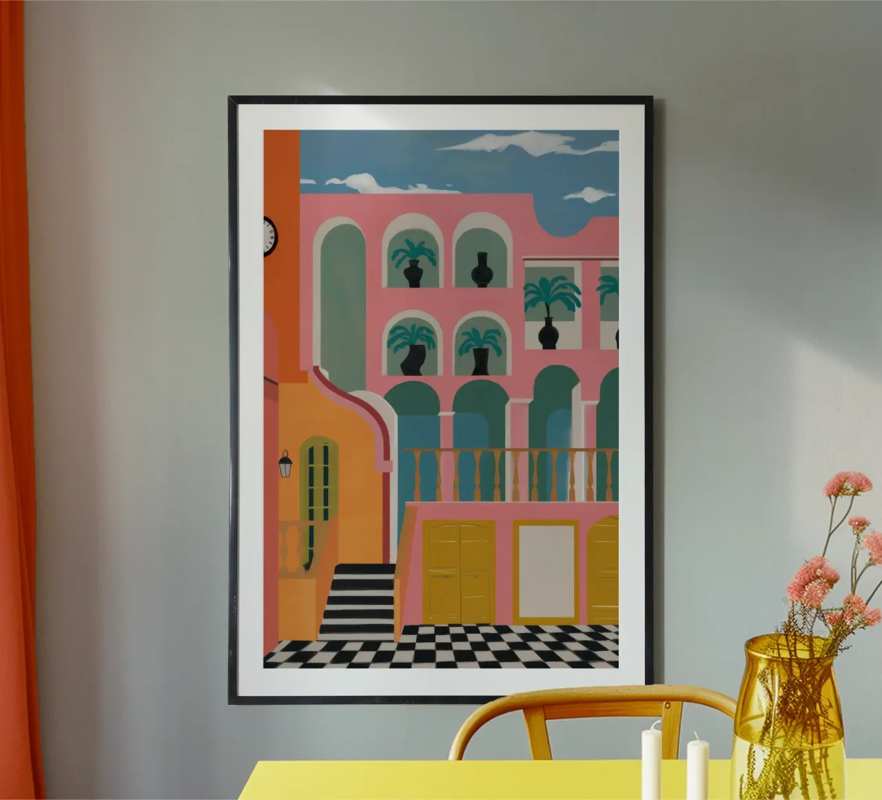 Labirinto della facciata di Carnevale poster con telaio in legno da Stone Patina