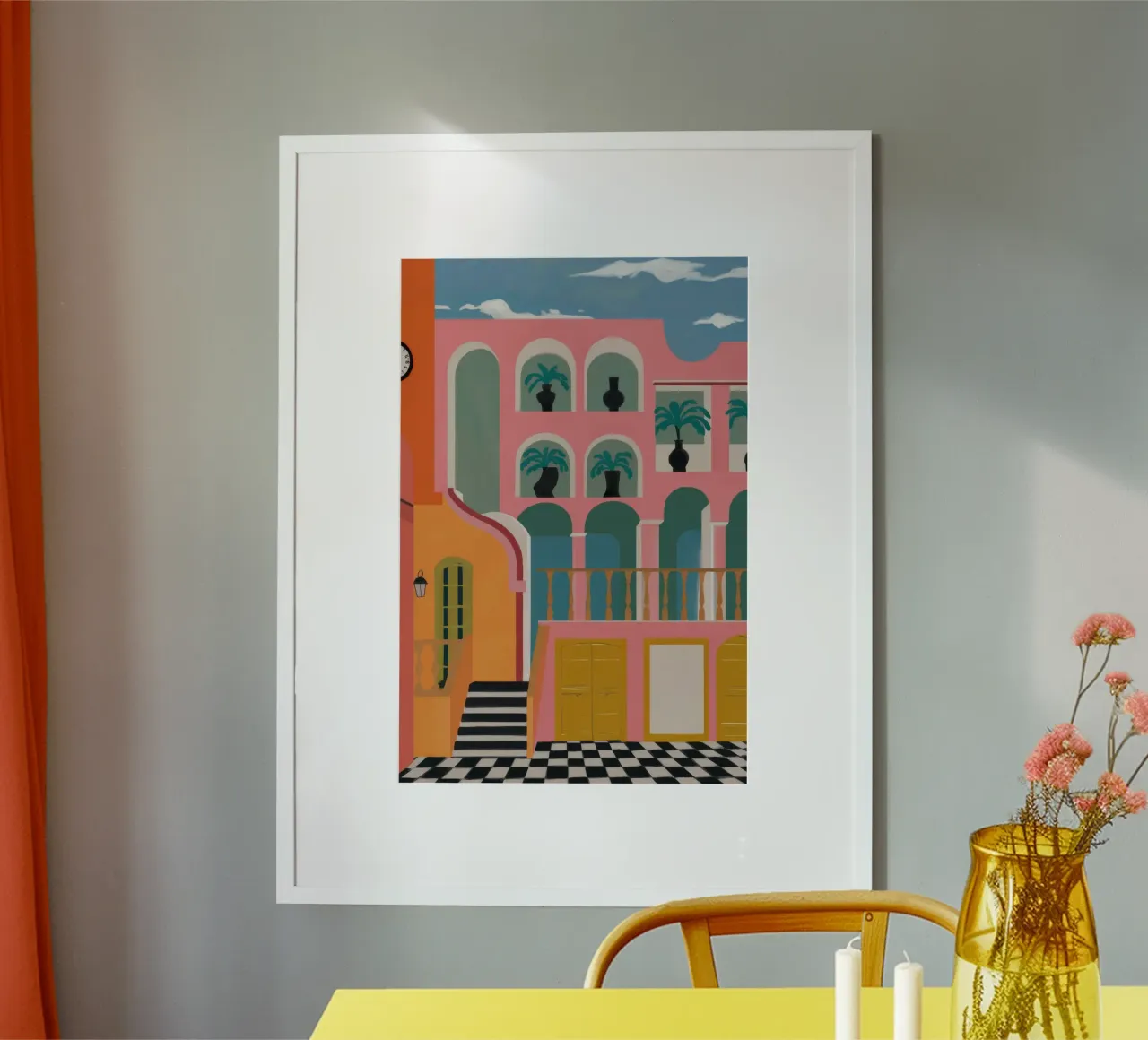 Labirinto della facciata di Carnevale poster con telaio in legno da Stone Patina