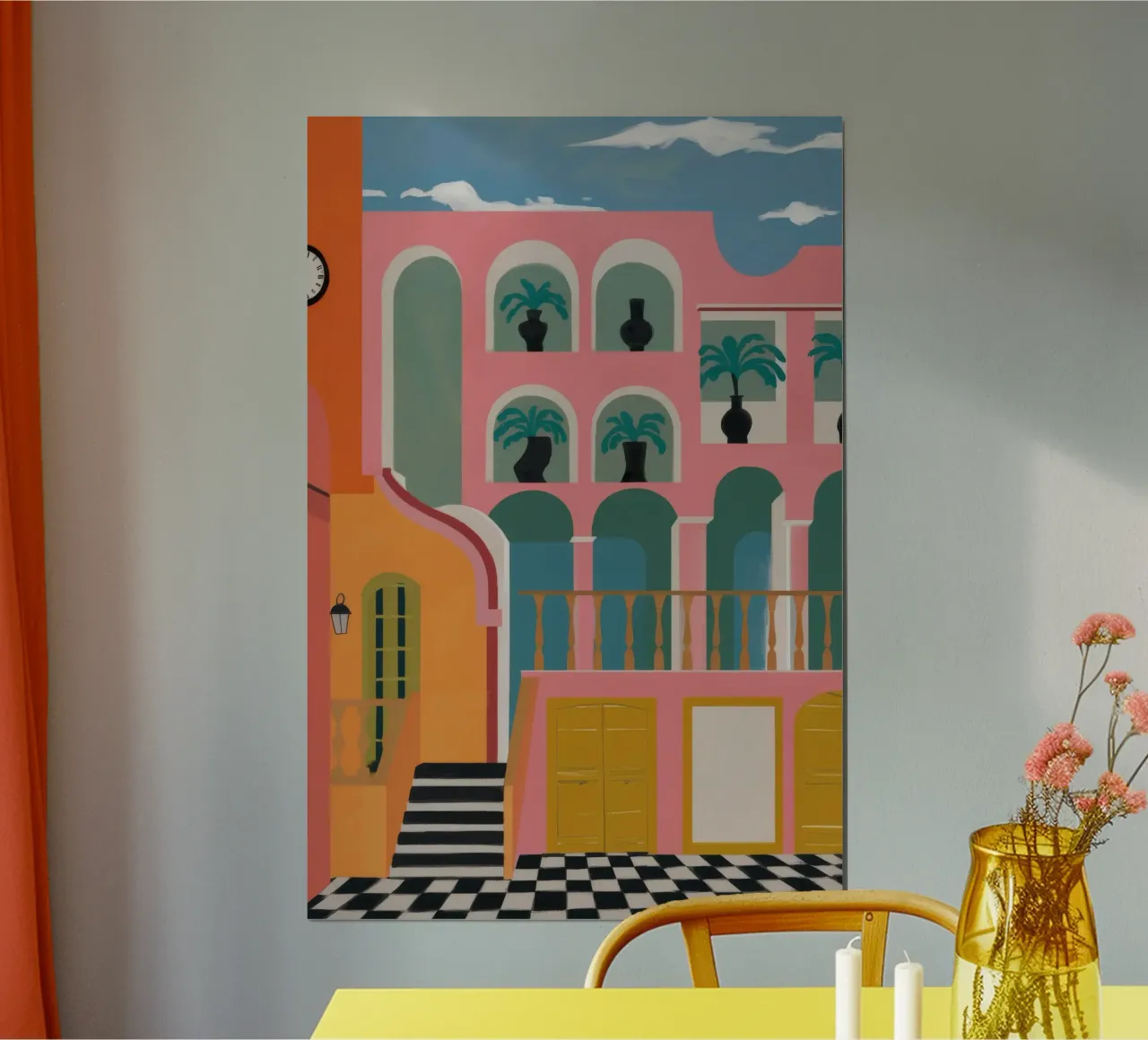 Labirinto della facciata di Carnevale poster con telaio in legno da Stone Patina