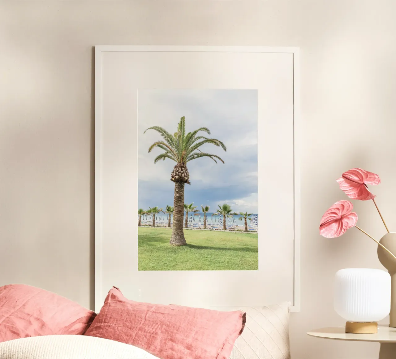 Palm at the Italian beach poster con telaio in alluminio da photolovers