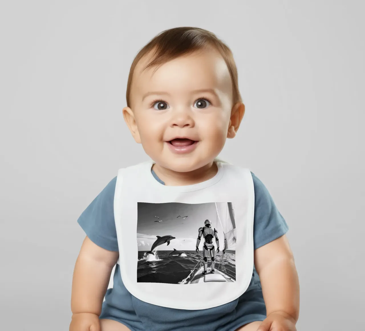 Robot sur un voilier. Noir et blanc. bavaglino da Thierry vobmann photography