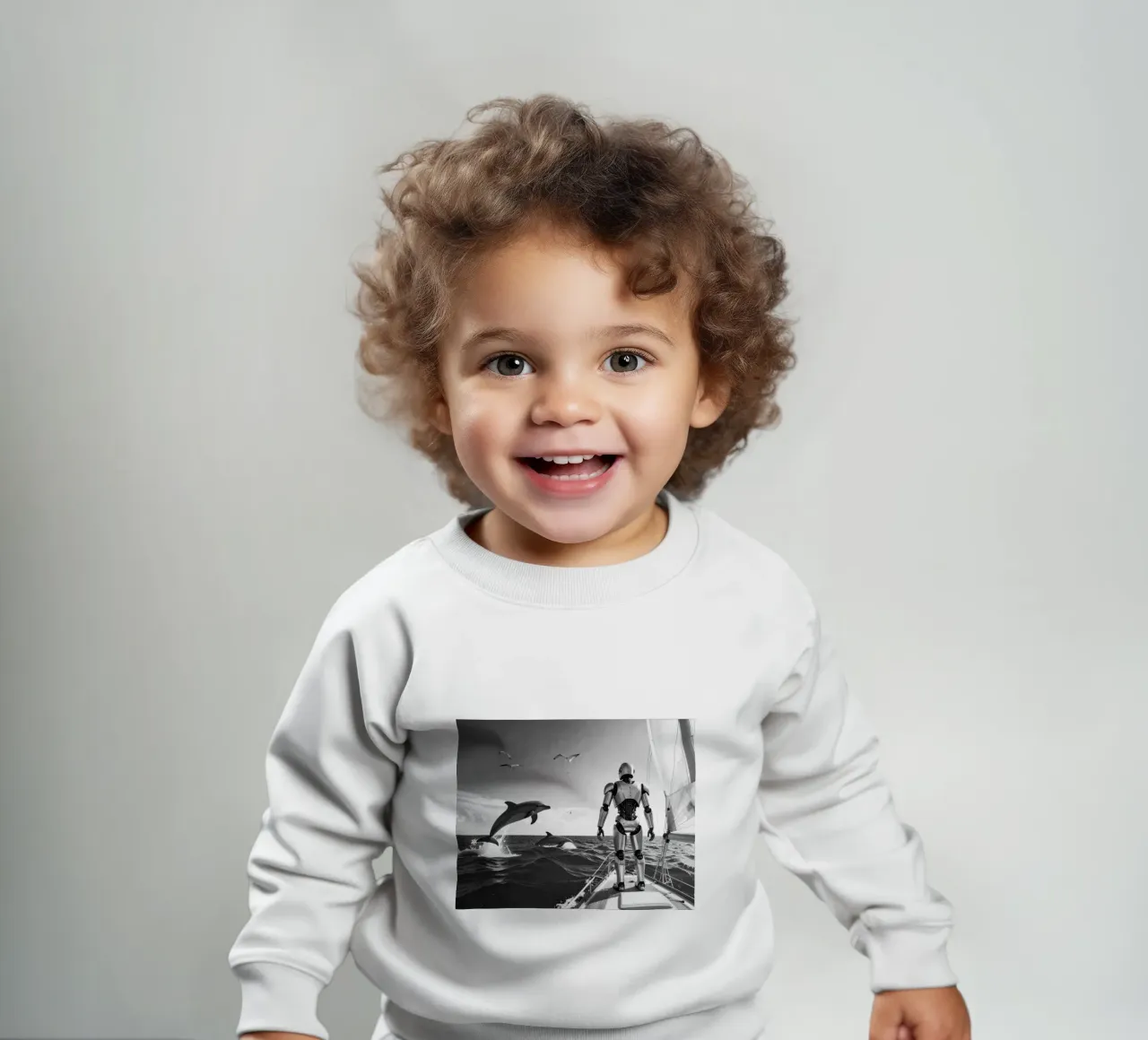 Robot sur un voilier. Noir et blanc. sudadera de bebé de Thierry vobmann photography