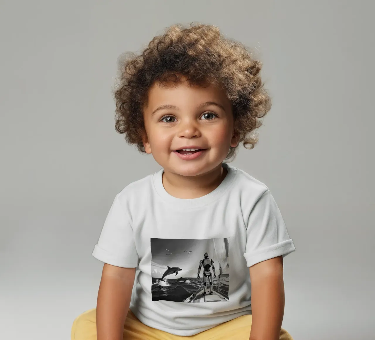 Robot sur un voilier. Noir et blanc. maglietta neonato da Thierry vobmann photography