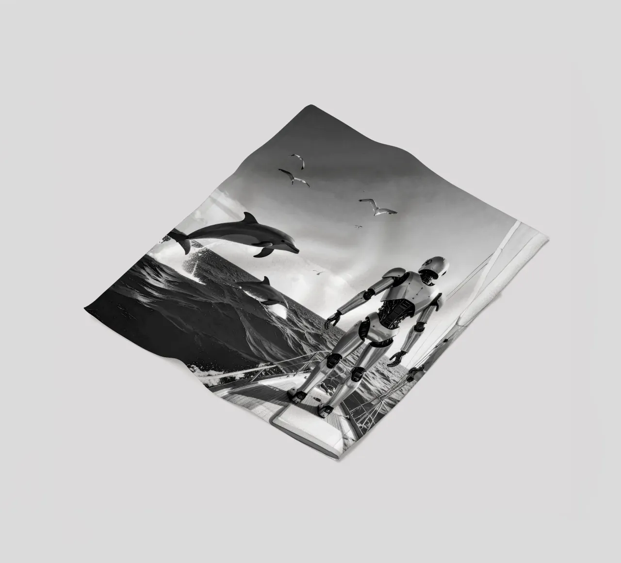 Robot sur un voilier. Noir et blanc. coperta in pile da Thierry vobmann photography