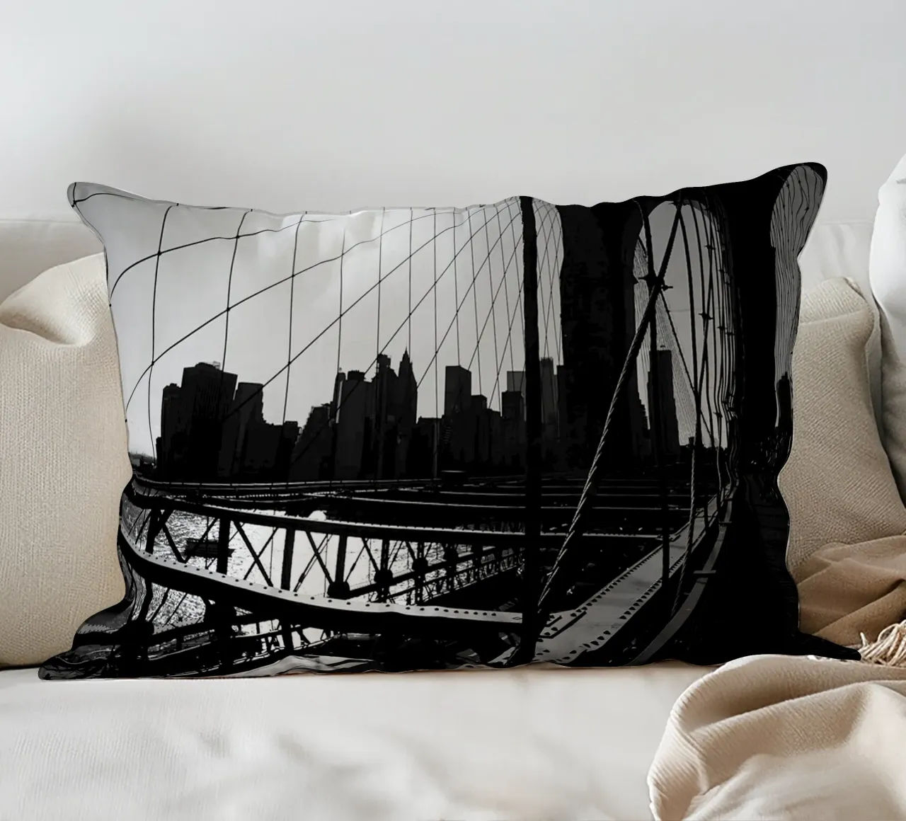 Brooklyn Bridge decorative cushion by Flo Klein