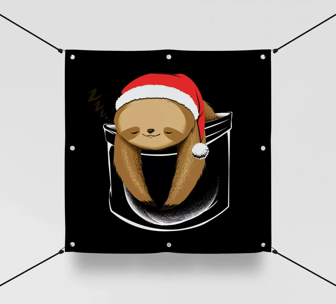 Sloth In A Pocket Xmas Black telo in pvc da Tobe Fonseca