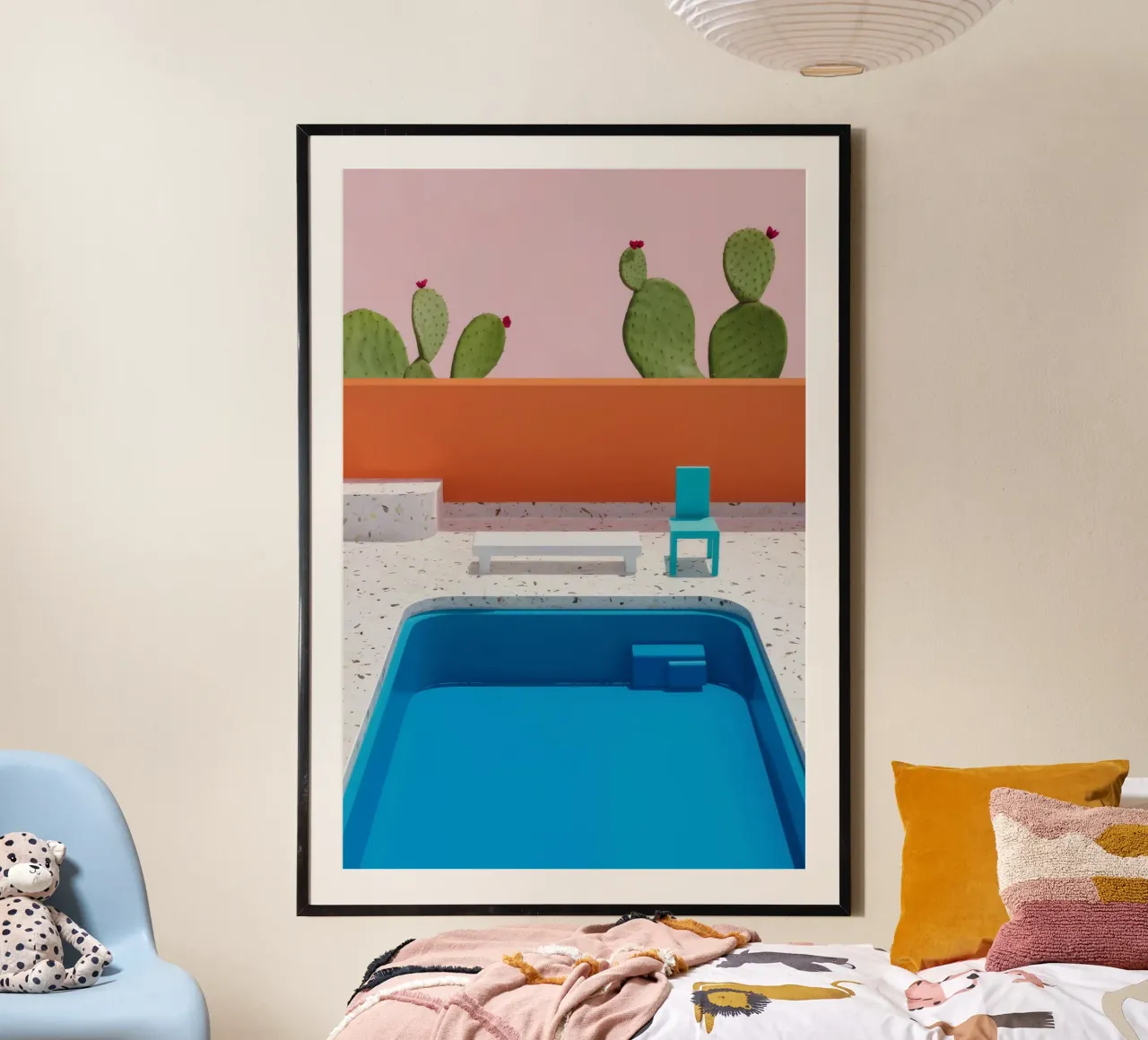 Azure Pool Quietud poster con marco de plástico de Stone Patina
