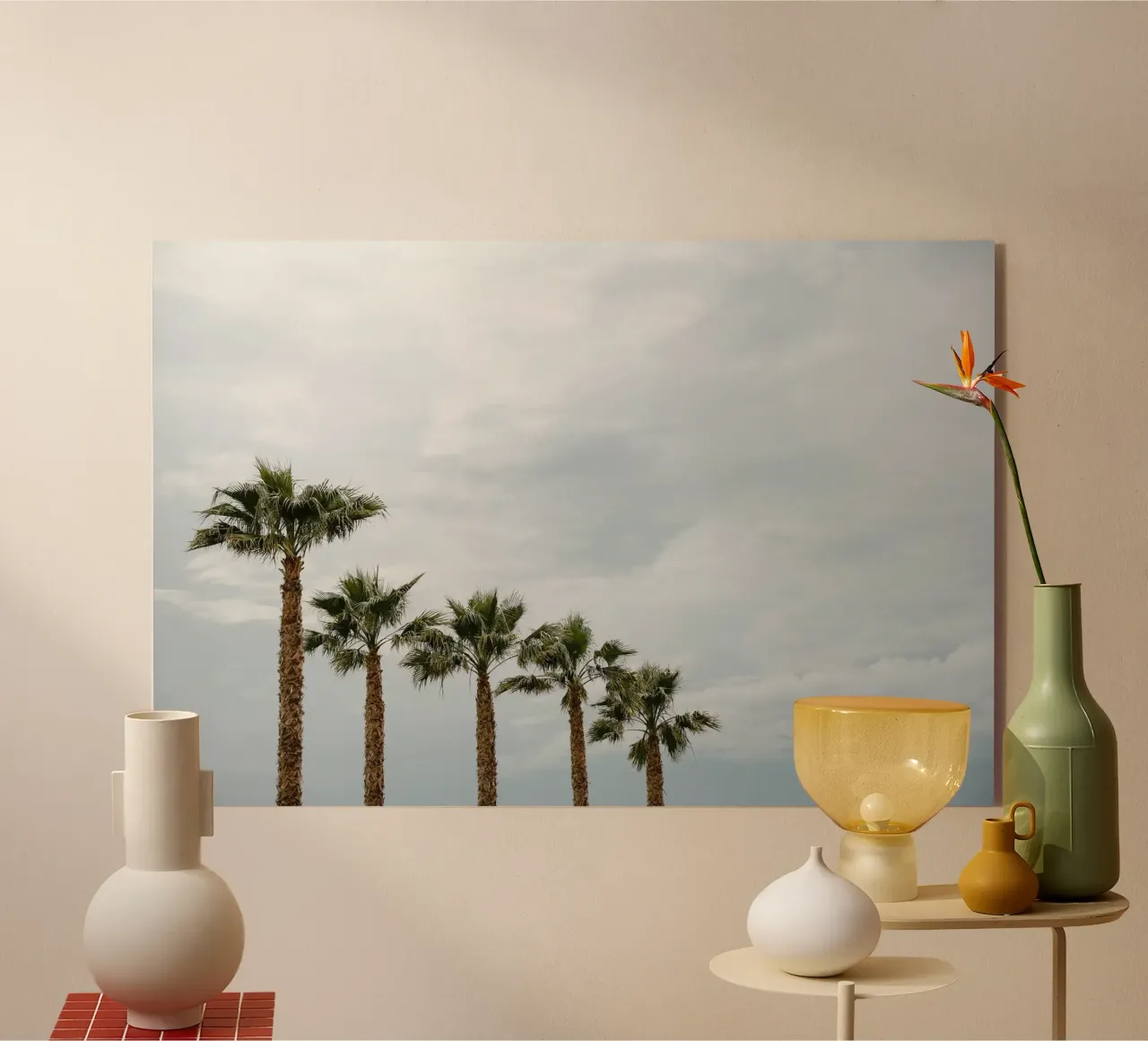 Palm trees in a row at the beach plexiglass da photolovers