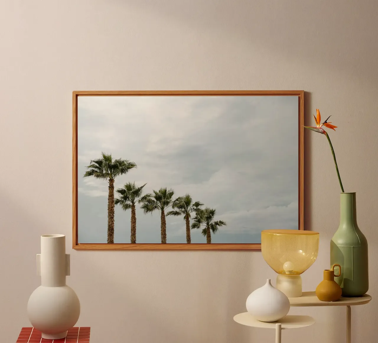 Palm trees in a row at the beach alluminio dibond da photolovers