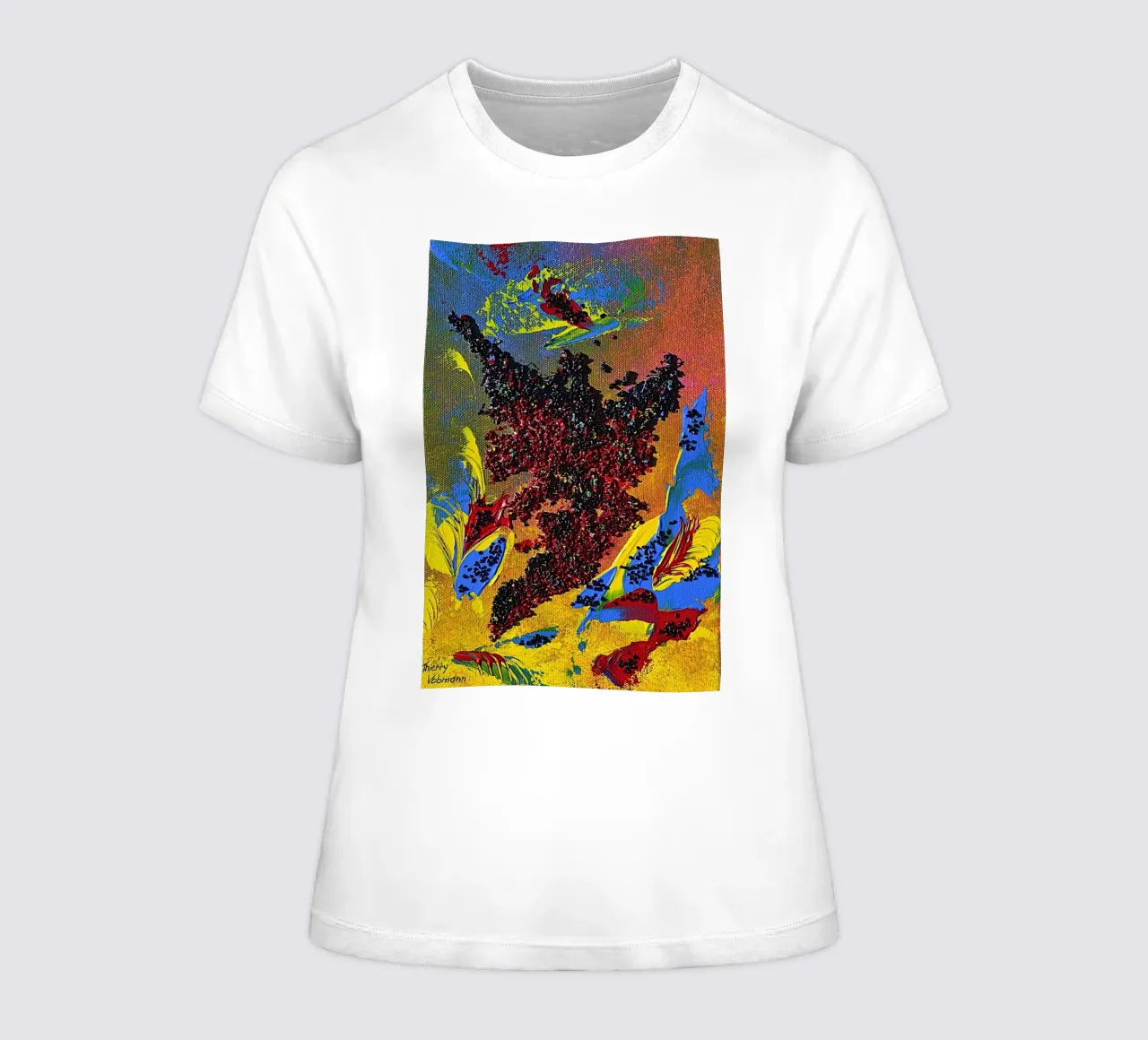 HEAVY TEXTURED ART dames t-shirt getailleerd van Thierry Vobmann Abstract painting