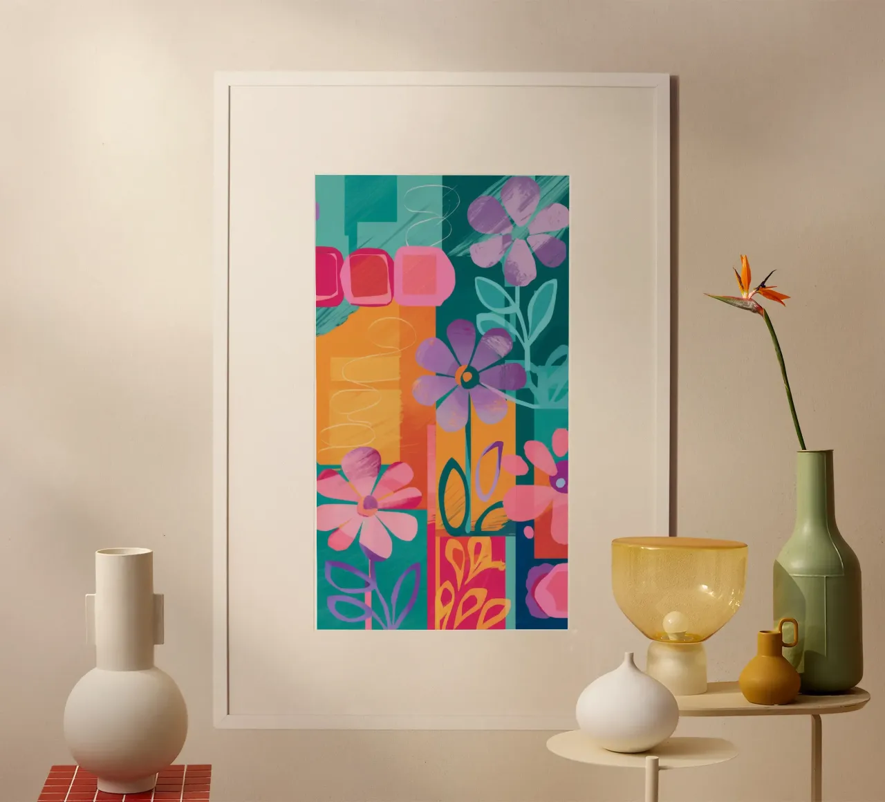 Levendige bloemsymfonie poster van Chroma Haven