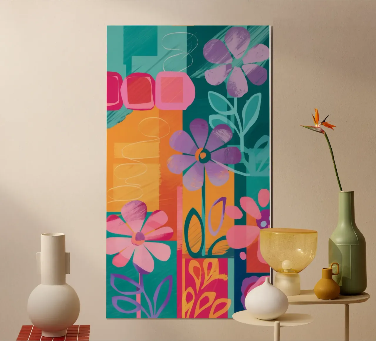 Levendige bloemsymfonie poster van Chroma Haven