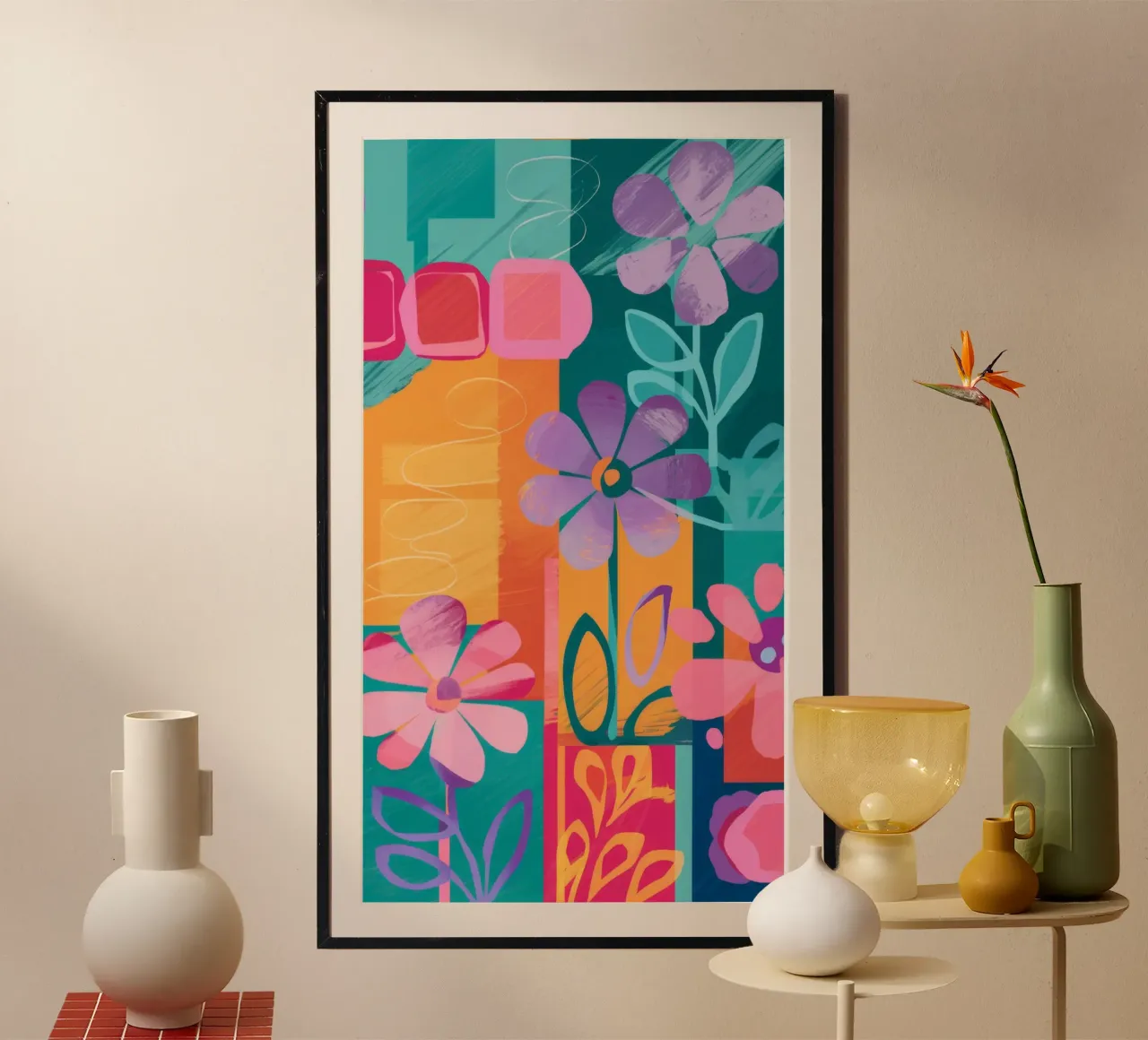 Levendige bloemsymfonie poster van Chroma Haven