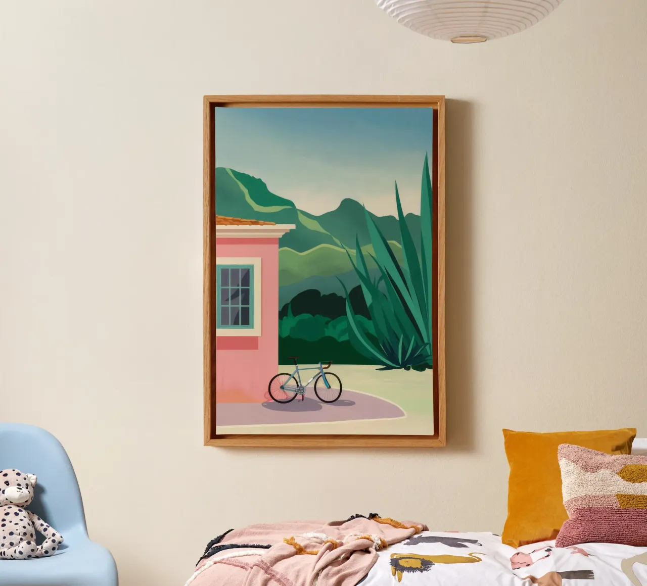 Toscaanse fiets canvas met Baklijst van Stone Patina
