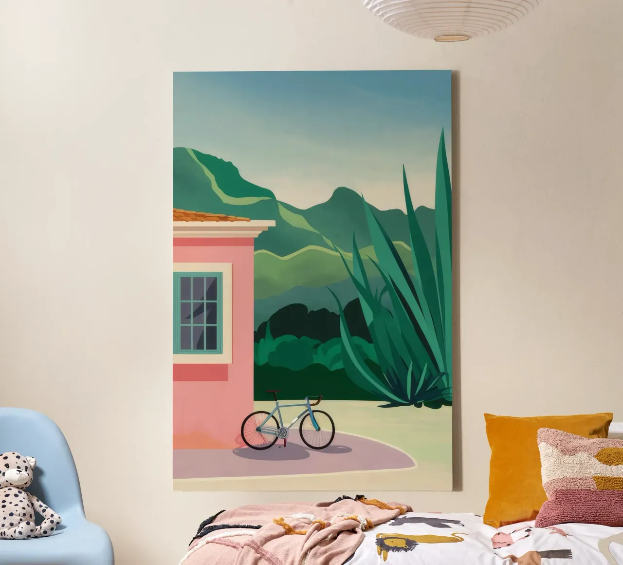 Toscaanse fiets canvas met Baklijst van Stone Patina