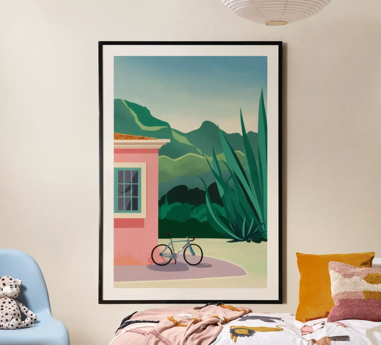 Riposo in bicicletta in Toscana poster con telaio in legno da Stone Patina