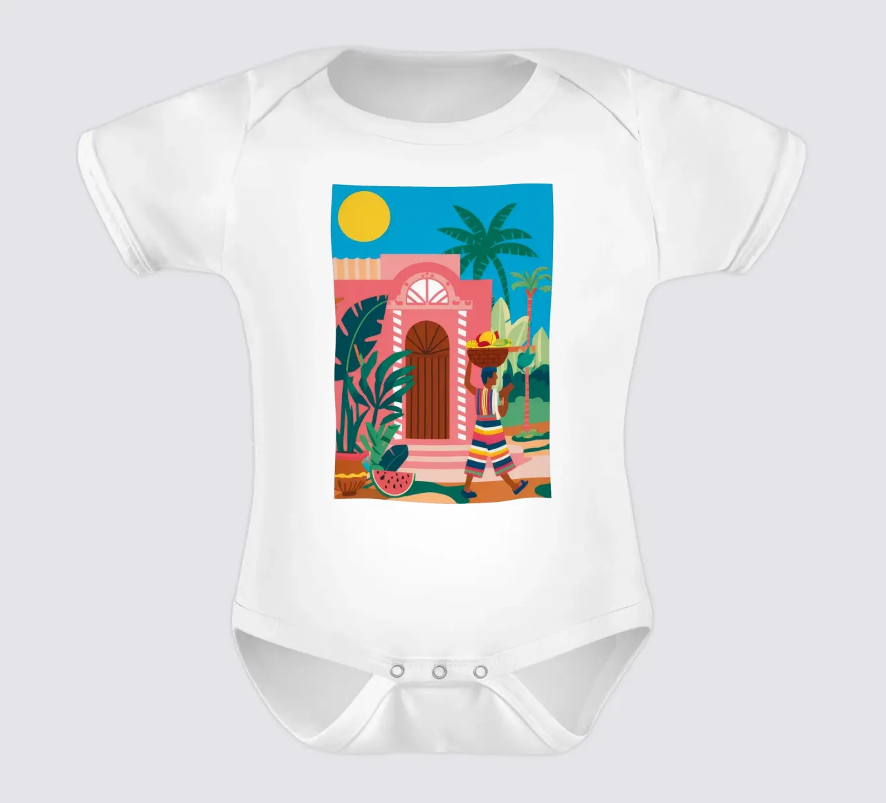Beatitudine tropicale ad arco body neonato maniche corte da Chroma Haven