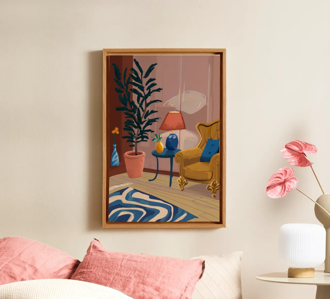 Bohemian Evening Glow canvas with Floater frame by Stone Patina
