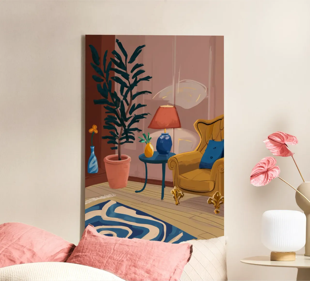 Bohemian Evening Glow canvas with Floater frame by Stone Patina