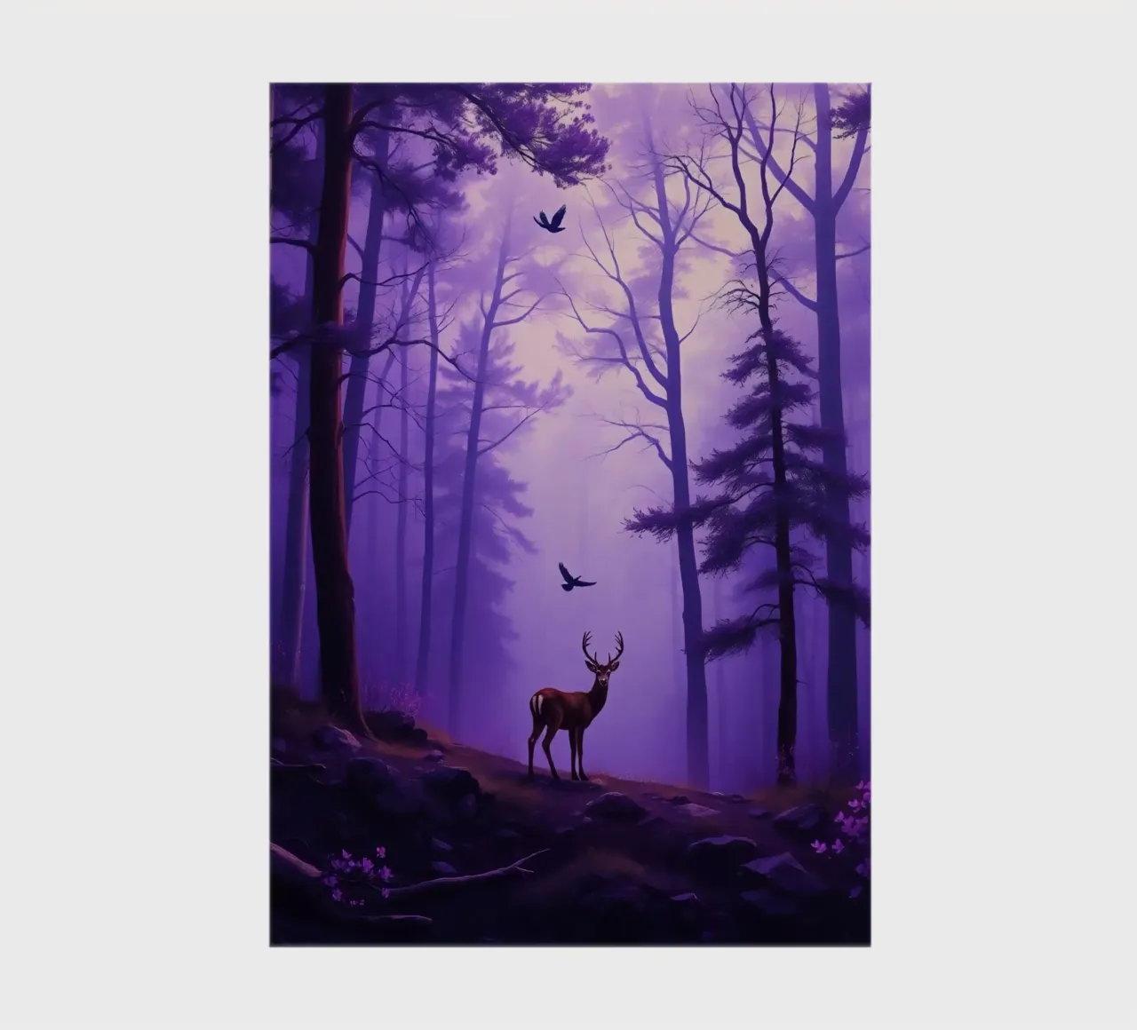 Cerf majestueux dans une forêt brumeuse au crépuscule carnet de notes de DesignDoodle