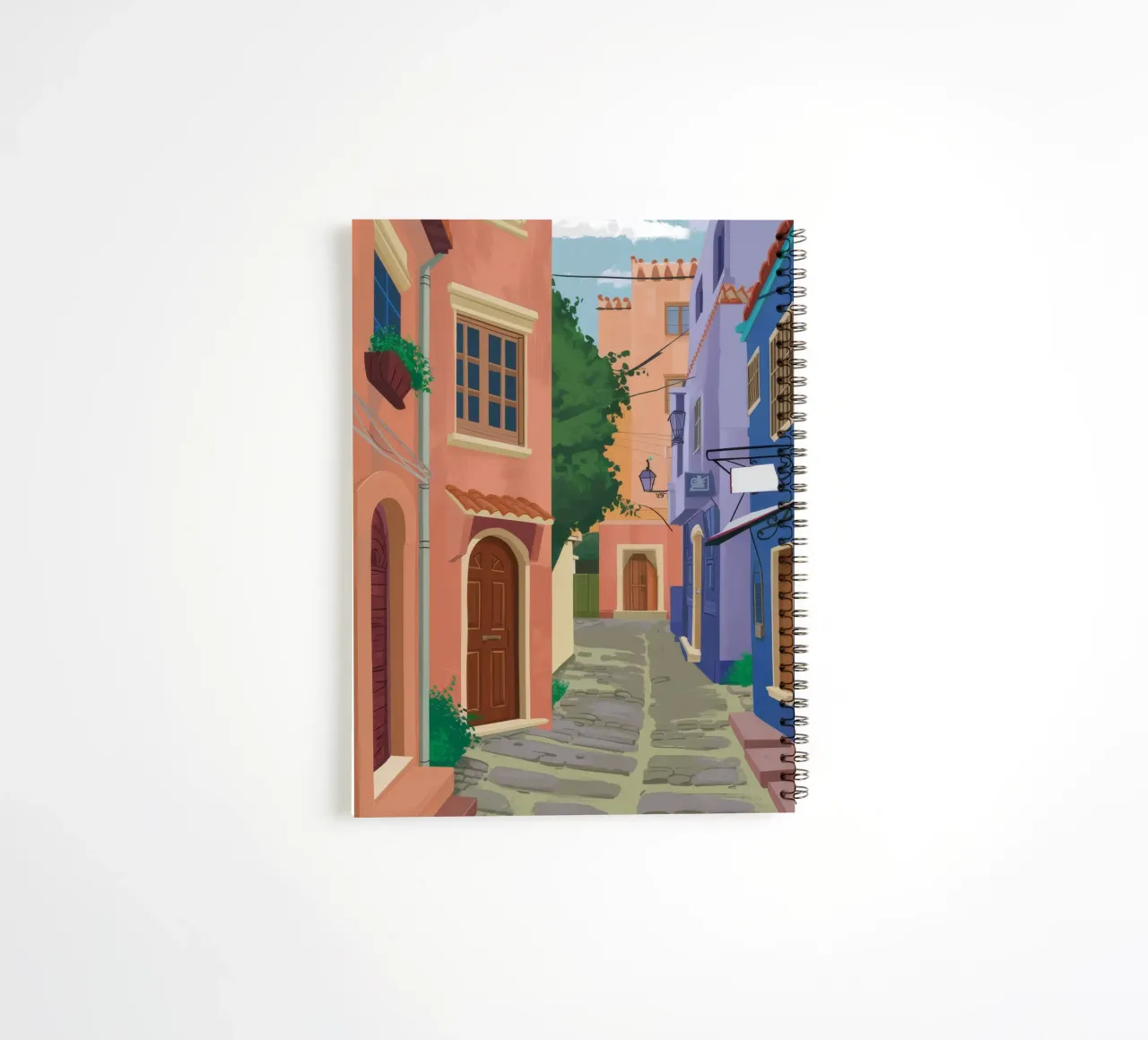 Quaint Alleyway Charm spiral notebook by Chroma Haven