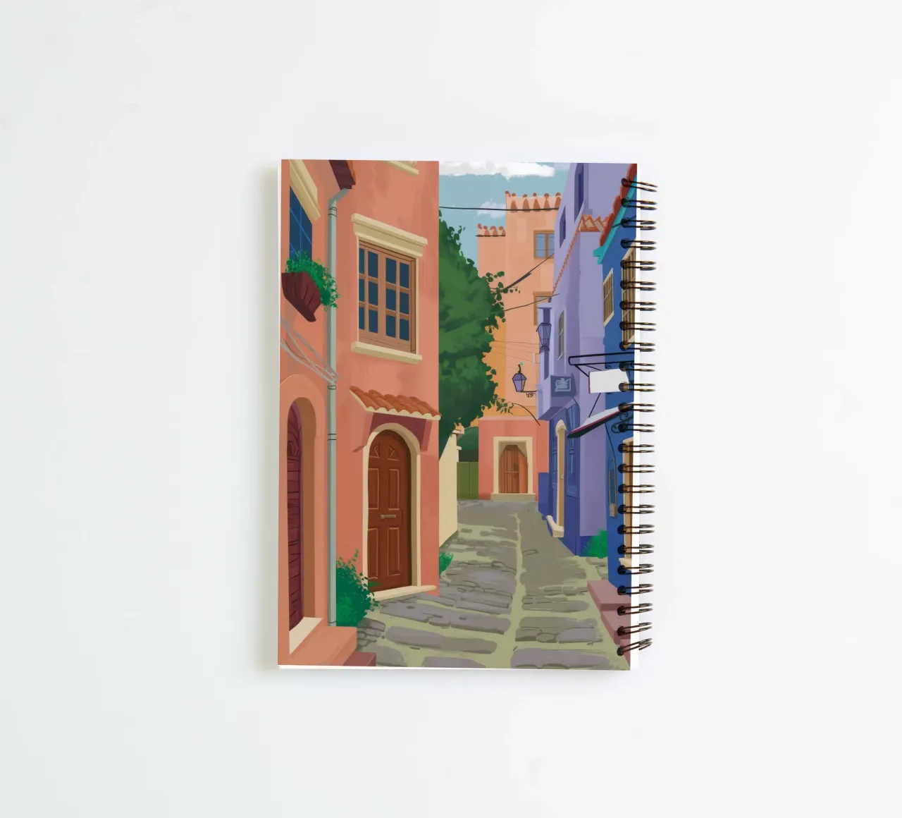 Quaint Alleyway Charm spiral notebook by Chroma Haven