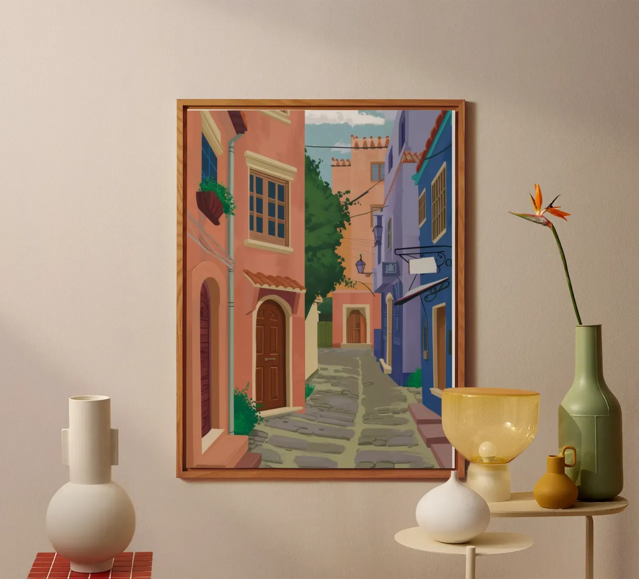 Quaint Alleyway Charm alu-dibond by Chroma Haven