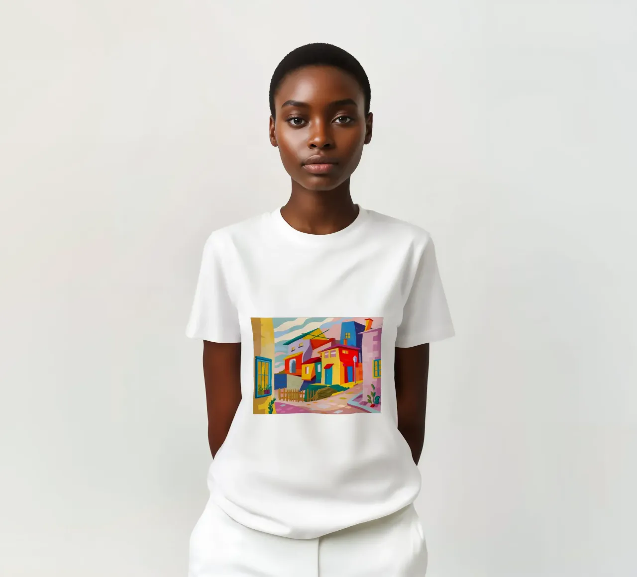 Case cubiste in collina t-shirt da Chroma Haven