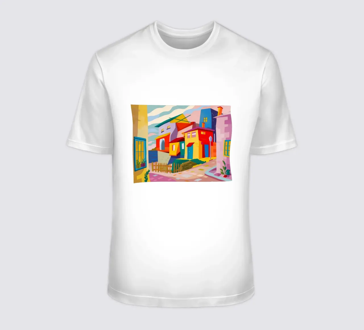 Case cubiste in collina t-shirt da Chroma Haven