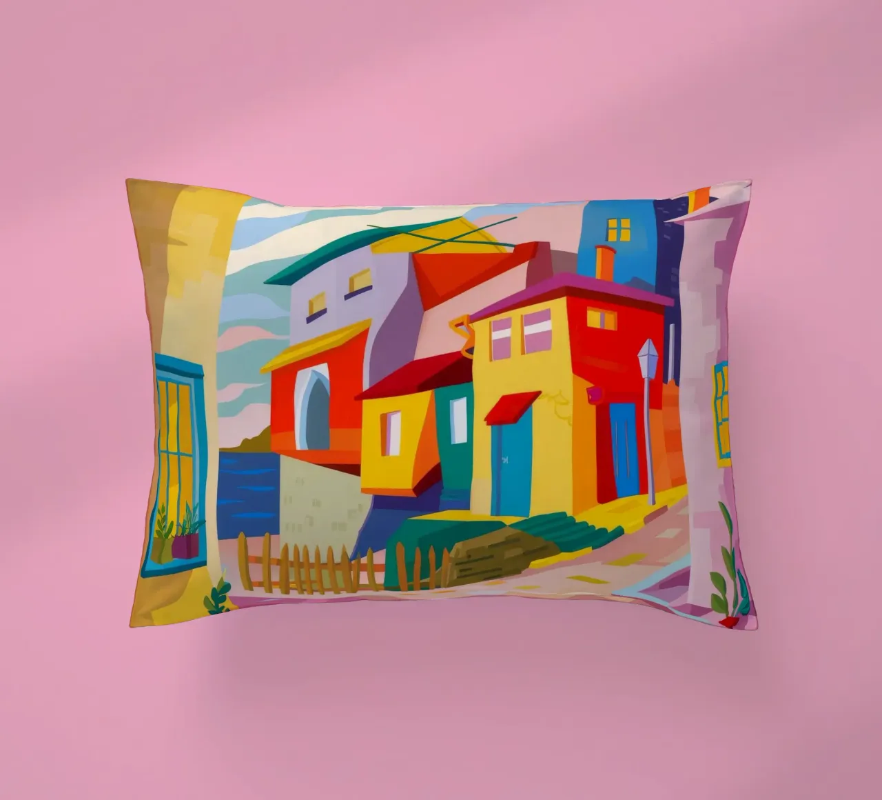 Case cubiste in collina cuscino da Chroma Haven
