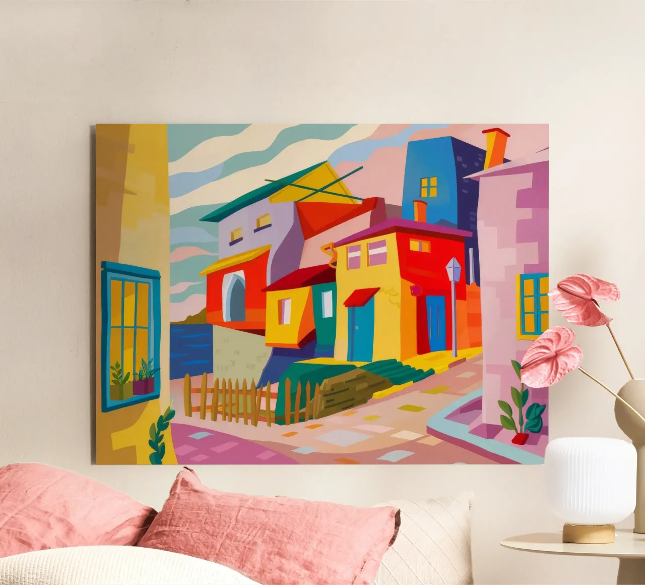 Case cubiste in collina alluminio dibond da Chroma Haven